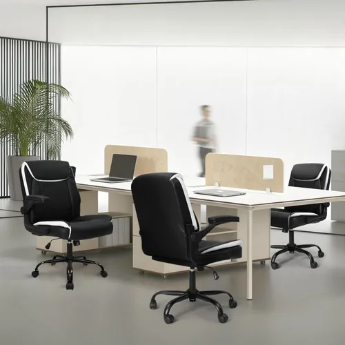 Miniatura 9 de NEO CHAIR Silla ergonómica ejecutiva para computadora de escritorio, oficina, juegos, de cuero con reposabrazos abatibles acolchados ajustables