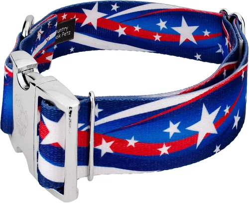 Miniatura 3 de Country Brook Petz HossFit Jr - Collar ancho de alta calidad para perro, colección Americana con diseños patrióticos (celebración americana, mediano)