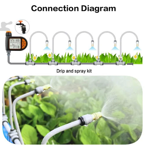 Miniatura 4 de Kits de riego por goteo de 49 pies, sistema de riego automático de conector rápido, con cuentagotas de flexión reemplazable, boquilla de cobre
