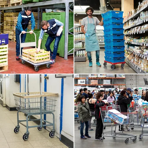 Miniatura 6 de Juego de 4 ruedas de poliuretano de 4 pulgadas para carrito de compras, capacidad de carga de 1200 libras en total