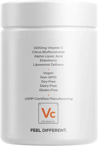 Miniatura 9 de Codeage Vitaminas liposomales de vitamina C con zinc, saúco, bioflavonoides cítricos, ácido ascórbico, quercetina y fruta de rosa mosqueta, píldoras