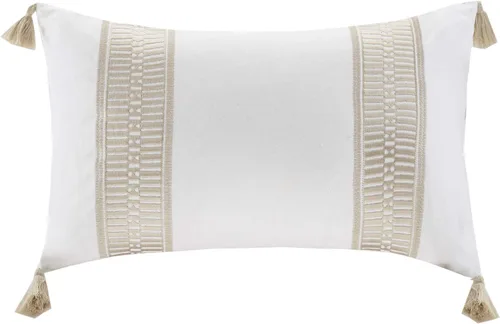 Harbor House Anslee - Almohada decorativa rectangular de lino y algodón, bordada, estilo cabaña/país, 12 pulgadas de ancho x 20 pulgadas de largo,