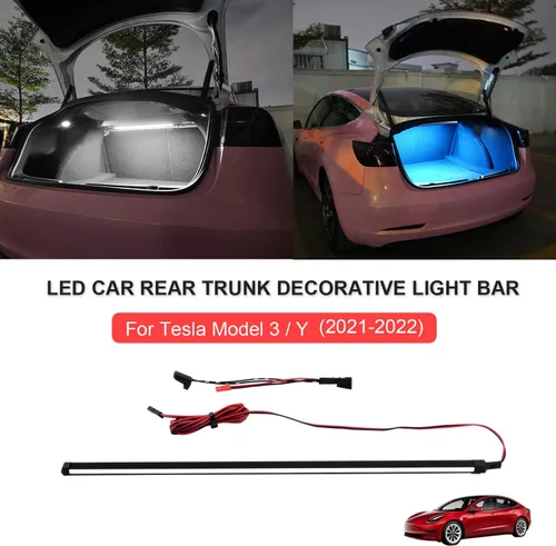 Miniatura 3 de Tira de luz LED para Tesla modelo 3, luz LED para maletero de automóvil, luz de atmósfera, modificación interior, accesorios de barra de luz