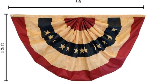 Bandera bordada plisada vintage de 3 x 1.5 pies, decoración del hogar, festivales, eventos, duradera, resistente a la decoloración, exhibición al