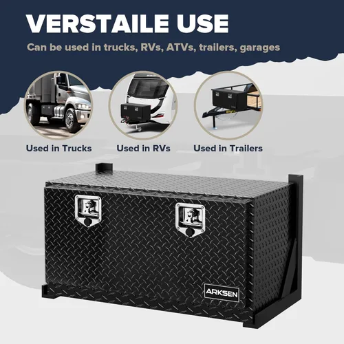 Miniatura 3 de ARKSEN - Caja de herramientas de aluminio con placa de diamante de 36 pulgadas, para camioneta, cuatrimoto, remolque, con cerradura y llave