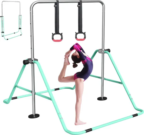 Miniatura 13 de FBSPORT Gymnastics Bar for Kids, Adjustable Height Gymnastic Horizontal Bars,Junior Training Bar Children Folding Training Monkey Bars for Home Using