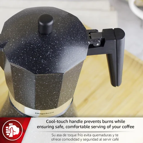 Miniatura 5 de Magefesa Onix - Olla de café expreso de 9 tazas, cafetera italiana de acero inoxidable y aluminio, compatible con todas las estufas