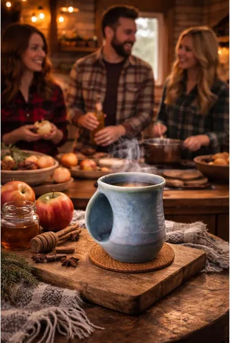 Miniatura 8 de Taza calientamanos, de cerámica y pintada a mano - Bolsillo contorneado mantendrá la calidez del calor de tu bebida - Mantén tus dedos calientes
