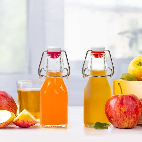 Miniatura 6 de Tebery Paquete de 15 botellas de cerveza de 5 onzas con tapas fáciles a prueba de fugas, botellas cuadradas de vidrio para kombucha, kéfir, extracto