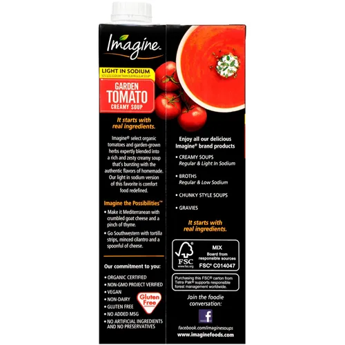 Miniatura 4 de Imagine Organic Light in Sodium Garden - Sopa cremosa de tomate 32 onzas líquidas (paquete de 6)