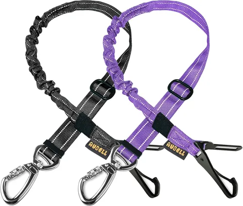 Miniatura 16 de AUBELL Cinturón de seguridad para perro, 3 en 1, ajustable, reflectante, resistente, arnés de perro con gancho de clip, cierre y hebilla, mosquetón