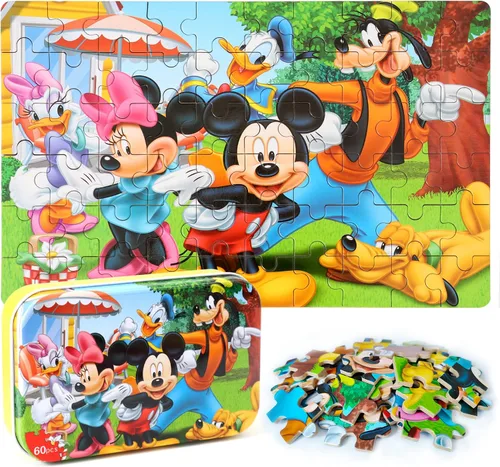 Miniatura 8 de MZZOTOY - Rompecabezas para niños de 4 a 8 años, 60 piezas, para niños de 3 a 5 años, en una caja de metal, rompecabezas educativos para niñas
