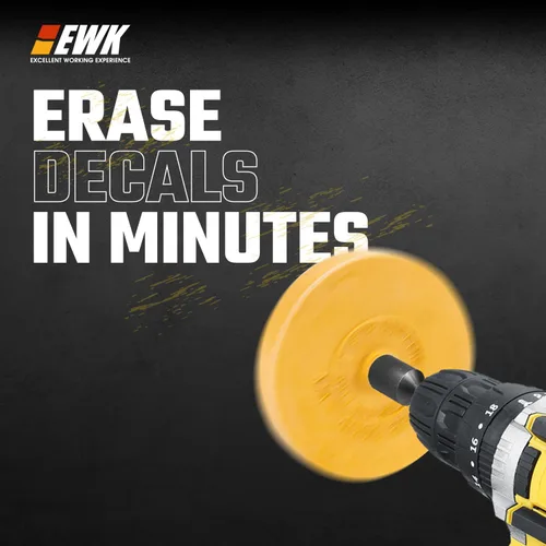 Miniatura 6 de EWK Rueda de goma para borrar, 2 unidades, para taladro, ideal para adhesivos, rayas y eliminación de calcomanías