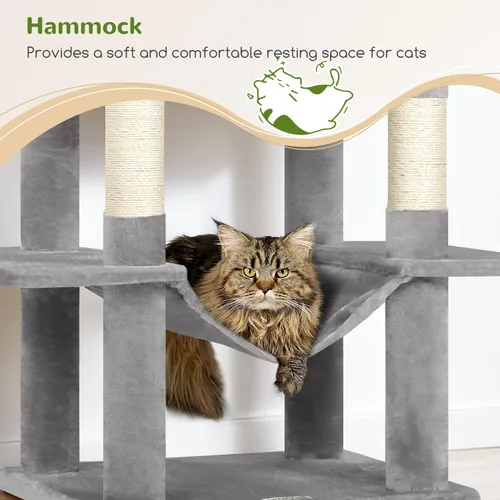 Miniatura 3 de Globlazer Torre de árbol para gatos, muebles para gatos de varios niveles extra altos de 76 pulgadas con cómodos condominios, hamaca y perchas