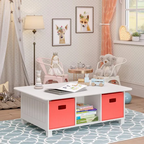 Miniatura 2 de RiverRidge Home RiverRidge - Mesa de actividades, color blanco con cubos de coral
