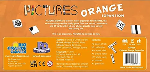 Miniatura 3 de Rio Grande Games Pictures - Juego de mesa de expansión naranja para la familia, juegos de fiesta creativos con 55 cartas nuevas, juego para mayores