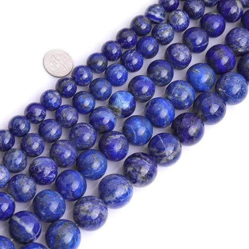Miniatura 5 de GEM-Inside - Cuentas sueltas de lapislázuli de 0.709 in, cuentas sueltas de piedra energética de cristal para hacer joyas, 15 pulgadas Un