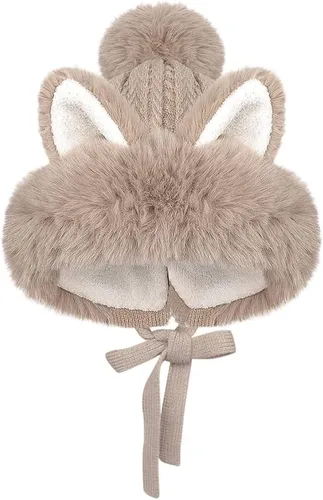 Miniatura 13 de Gorro de invierno de piel sintética para mujer, con orejas de gato de zorro, con orejera, pompón, sombrero de trampero de felpa cálida rusa