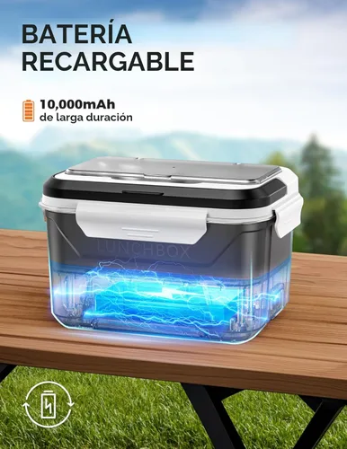 Miniatura 2 de EAST OAK Fiambrera eléctrica inalámbrica para adultos, lonchera calentada a pilas con calefacción automática, calentador de alimentos portátil