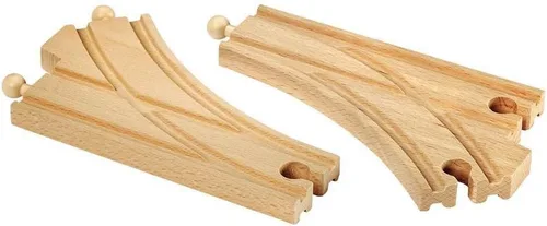 Miniatura 2 de BRIO World - 33346 Pistas de conmutación curvadas 2 piezas de tren de juguete accesorio para niños a partir de 3 años
