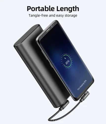 Miniatura 3 de Cable USB C corto de ángulo recto de 0.5 pies, paquete de 3 cables de carga USB C de 6 pulgadas, cable de carga rápida trenzado de nailon