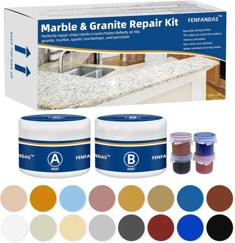 Kit de reparación de mármol y granito, kit de reparación de encimeras de mármol porcelánico, piedra y cuarzo para astillas, abolladuras, grietas,