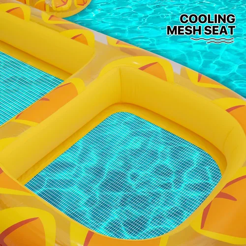 Miniatura 4 de MoNiBloom Flotadores inflables 2 en 1 para piscina para adultos, flotadores gigantes de piscina con portavasos desmontable, tumbona de agua