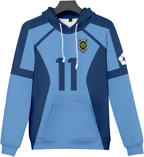 Miniatura 3 de My Sky Sudadera con capucha de manga larga con capucha de anime Blue Lock para adolescentes y adultos