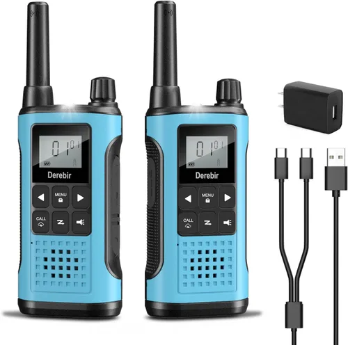 Miniatura 16 de Walkie Talkies para adultos, paquete de 2, walkie talkies recargables de largo alcance, 22 canales FRS, radios de 2 vías con alerta meteorológica