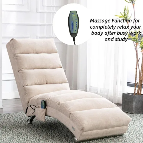 Miniatura 4 de Chaise Lounge de lino para interiores con función de masaje eléctrico, moderna silla reclinable para oficina, sala de estar o dormitorio