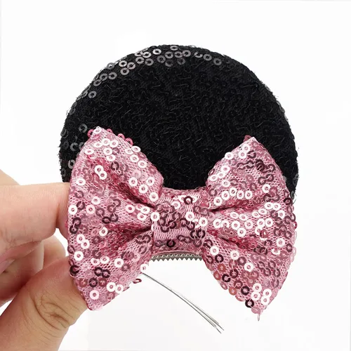 Miniatura 3 de Ayesha Pinzas de pelo con orejas de ratón para niñas pequeñas, con lentejuelas y lazos, accesorios de pelo para disfraz de Halloween, Navidad
