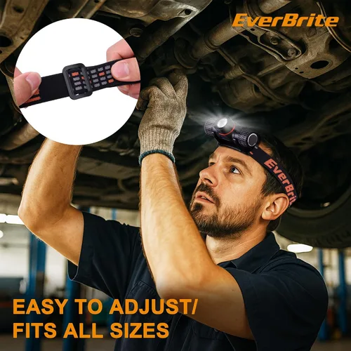 Miniatura 8 de EverBrite Linterna frontal recargable, faro LED recargable de 1000 lúmenes con 5 modos de luz, base magnética y correa ajustable para la cabeza