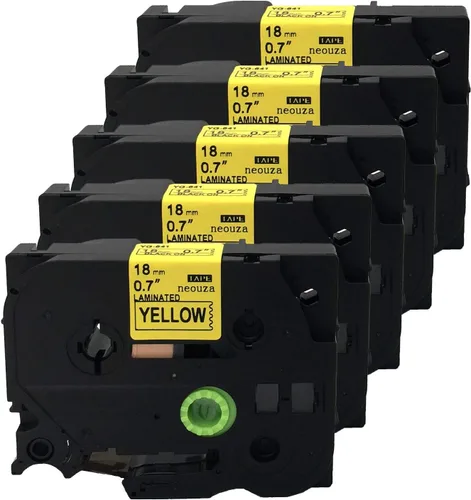 NEOUZA Paquete de 5 cartuchos de cinta de etiquetas laminados Brother P-Touch TZe TZ, 0.709 in x 26.2 ft (TZe-641 negro sobre amarillo)