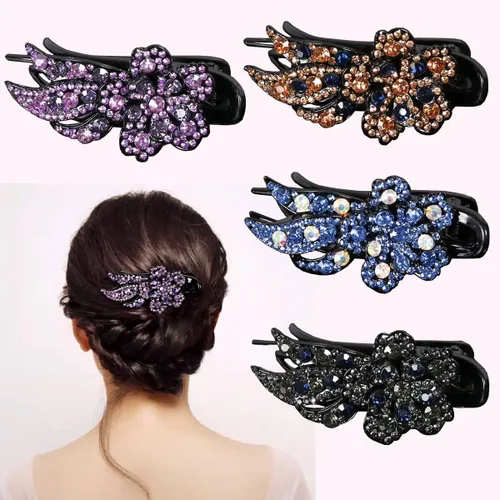 Miniatura 8 de 4 pinzas decorativas con diamantes de imitación brillantes para cabello fino, pasadores de graduación, pinzas de diamante con accesorio