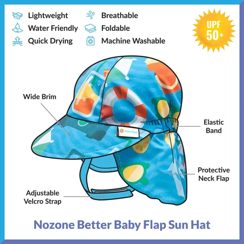 Miniatura 3 de Nozone Better Baby - Sombrero de playa transpirable de ala ancha con correa ajustable, protección UPF 50+