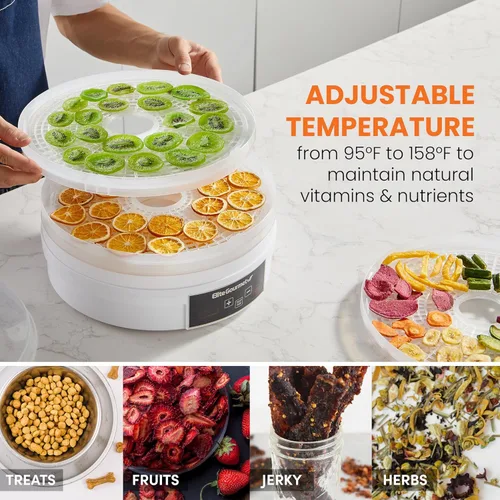 Miniatura 2 de Elite Gourmet EFD770WD - Deshidratador digital de alimentos con 5 bandejas de 12.5" sin BPA, temporizador ajustable de 48 horas y temperatura de 95