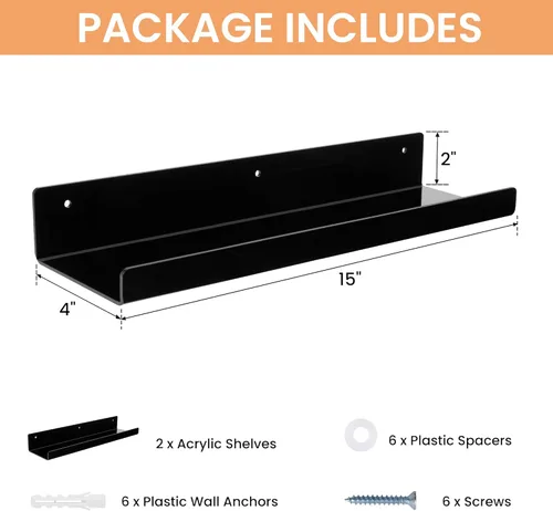 Miniatura 3 de upsimples Estantes acrílicos para decoración de pared, estante de exhibición de 15 pulgadas, organizador de perfumes para baño, dormitorio, sala