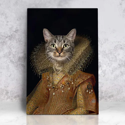 Miniatura 26 de Pintura personalizada para retratos de mascotas de perros y gatos, estilo renacentista sobre lienzo, retrato real de mascotas a partir de la foto