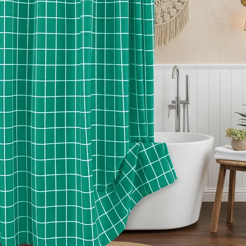 Miniatura 17 de Biscaynebay - Cortinas de ducha de tela texturizada 72" X 72", cortinas de baño de estilo granja modernas con estampado de cuadros en blanco y Negro
