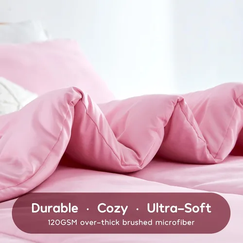 Miniatura 2 de SLEEP ZONE Juego de edredón de 2 piezas con estampado de 2 piezas para niñas, resistente a la decoloración, lavable a máquina, color rosa ballet