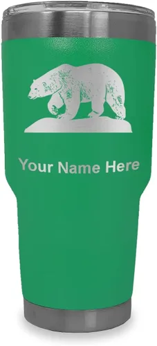 Miniatura 22 de LaserGram Vaso aislado al vacío de 20 onzas, oso polar, grabado personalizado incluido (negro)