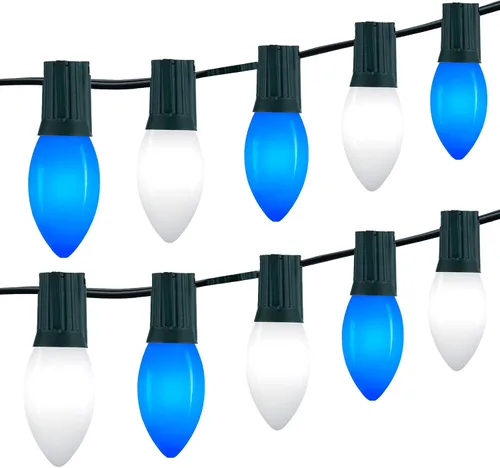 Miniatura 12 de Luces LED vintage C9 de Navidad para exteriores, luces de cadena C9 de 150 pies con 75 bombillas C9 irrompibles, luces comerciales impermeables