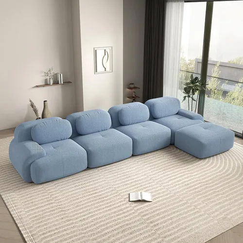 Miniatura 75 de Sofá biplaza moderno de 80 pulgadas para sala de estar, sofá de pana en forma de nube con asiento profundo, sofá modular negro, sofás de dos plazas