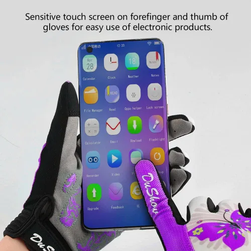 Miniatura 2 de DuShow - Guantes para bicicleta para mujer, guantes de entrenamiento floral rosa para mujer, guantes de ciclismo de dedos completos para conducir