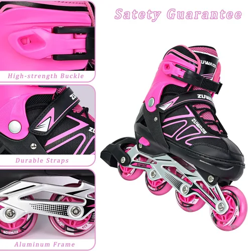 Miniatura 4 de Patines en línea ajustables para niños y niñas, patines en línea para niños, patines principiantes para niñas, hombres y mujeres al aire libre