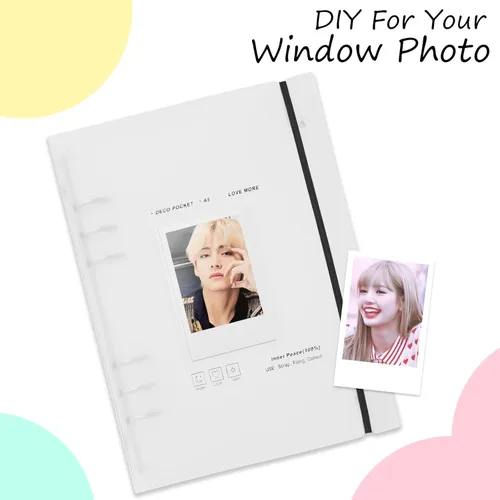 Miniatura 3 de Kpop - Carpeta para tarjetas fotográficas, tamaño A5, con 6 páginas protectoras de tarjetas de anillo, carpeta pequeña para álbumes de tarjetas