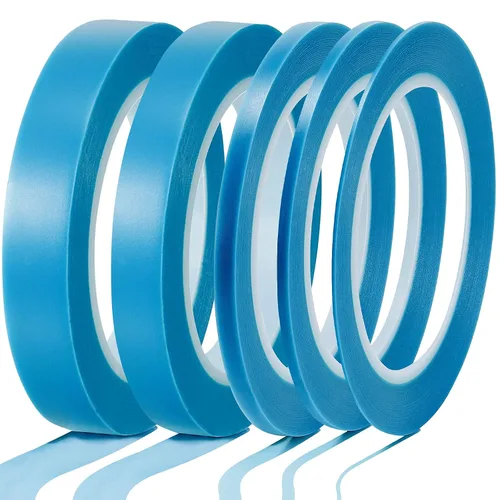 Xuniea 5 Rollos de Cinta Adhesiva de Vinilo para Enmascarar Cinta de Carrocería Automotriz para Curvas, Vinilo de Alta Temperatura de Baja Azul