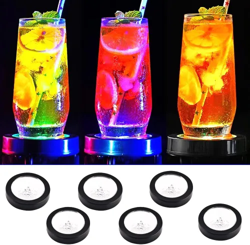 Miniatura 2 de Posavasos LED para bebidas, posavasos luminosos coloridos recargables por USB para bebidas de cerveza, botella de vino, tapete luminoso