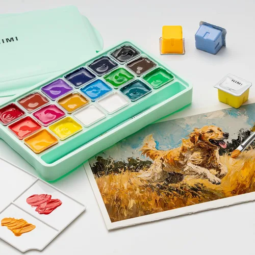 Miniatura 4 de Juego de pinturas HIMI Gouache, 18 colores, 30g, juego de pintura gouache en gel, pintura no tóxica para lienzo y papel, suministros de arte