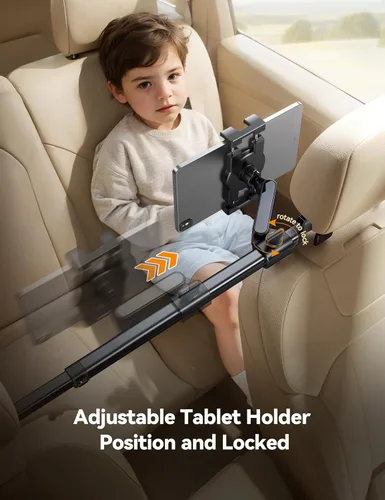 Miniatura 4 de JOYROOM Soporte para tablet iPad para asiento trasero de automóvil, brazo de extensión, soporte para iPad Pro, Air, Mini, Galaxy Tab, Kindle Fire